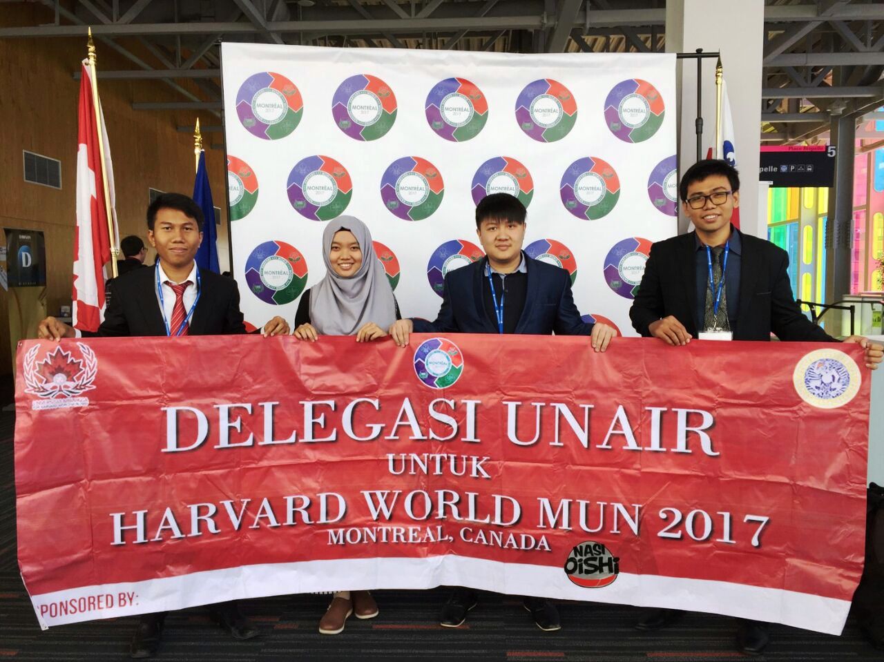 Four UNAIR delegates participate in a simulation of a UN session in Canada