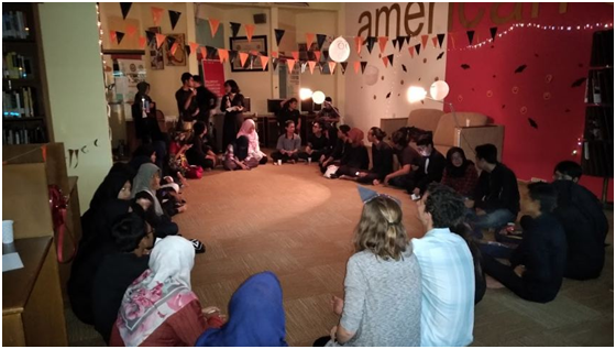 Suasana Malam Halloween di American Corner Perpustakaan Kampus B UNAIR. (Foto: Istimewa)