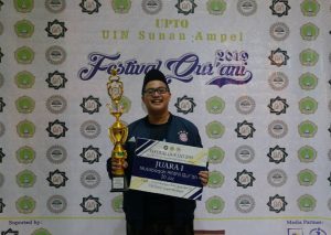 MUHAMMAD Fauzan Mubarok in 2019 Qurani Festival, on Sunday, April 28, 2019 at Sunan Ampel State Islamic University.