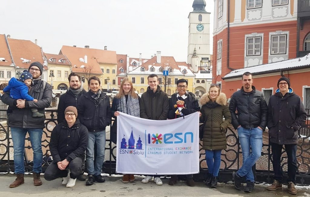 JOSHUA Aji Nimpuna (fourth from the right) with students from European Union in Romania.