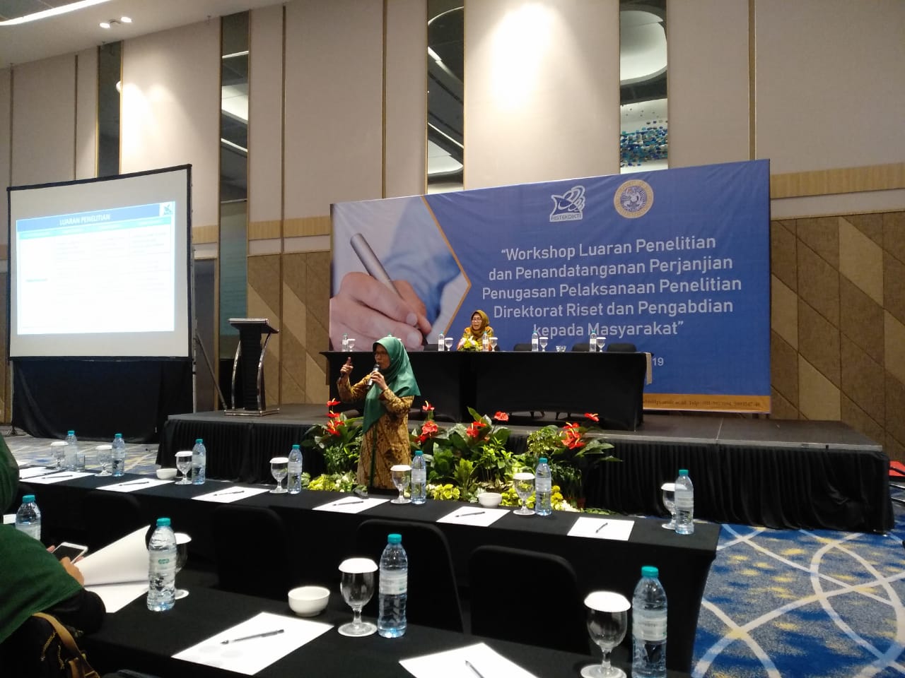 HEAD of Subdirectorate of Research Capacity Improvement, Dr. Ir. Mustangimah, M.Si. during a research outputs workshop on Thursday, May 2, 2019 at Novotel Samator, Surabaya.