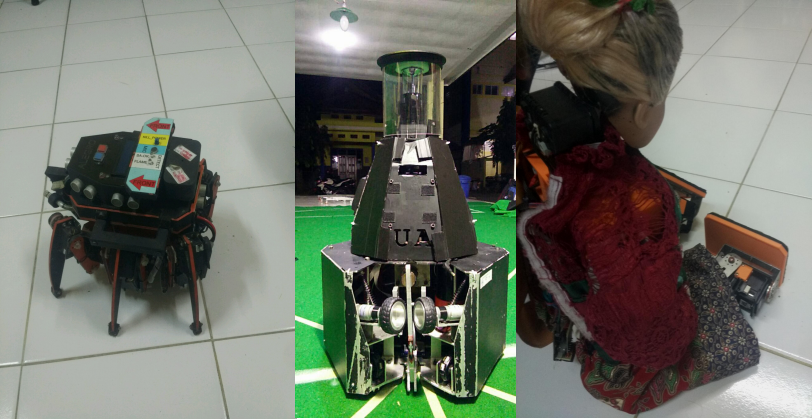 (DARI kiri ke kanan) Alegro, Amuros dan Ashuro, ketiga jenis robot yang dikembangkan tim Astrai sejak 2007 lalu. (Foto: Istimewa)