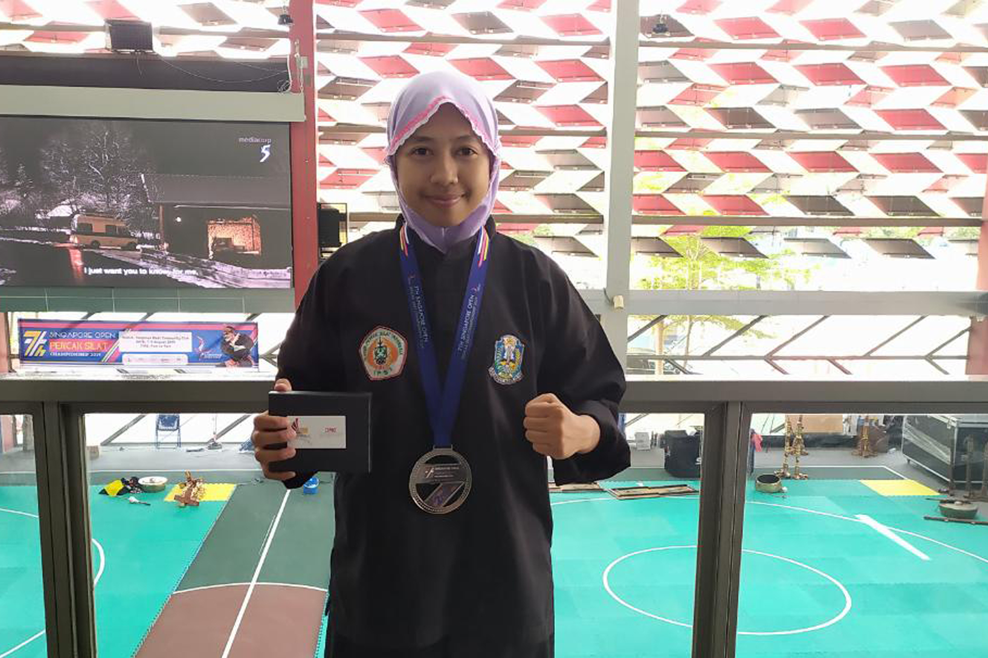 FATNA Resti Fannesa ketika mengikuti pertandingan pencak silat di Singapore Open Pencak Silat Championship pada 7-9 Agustus 2109. (Foto : Istimewa)