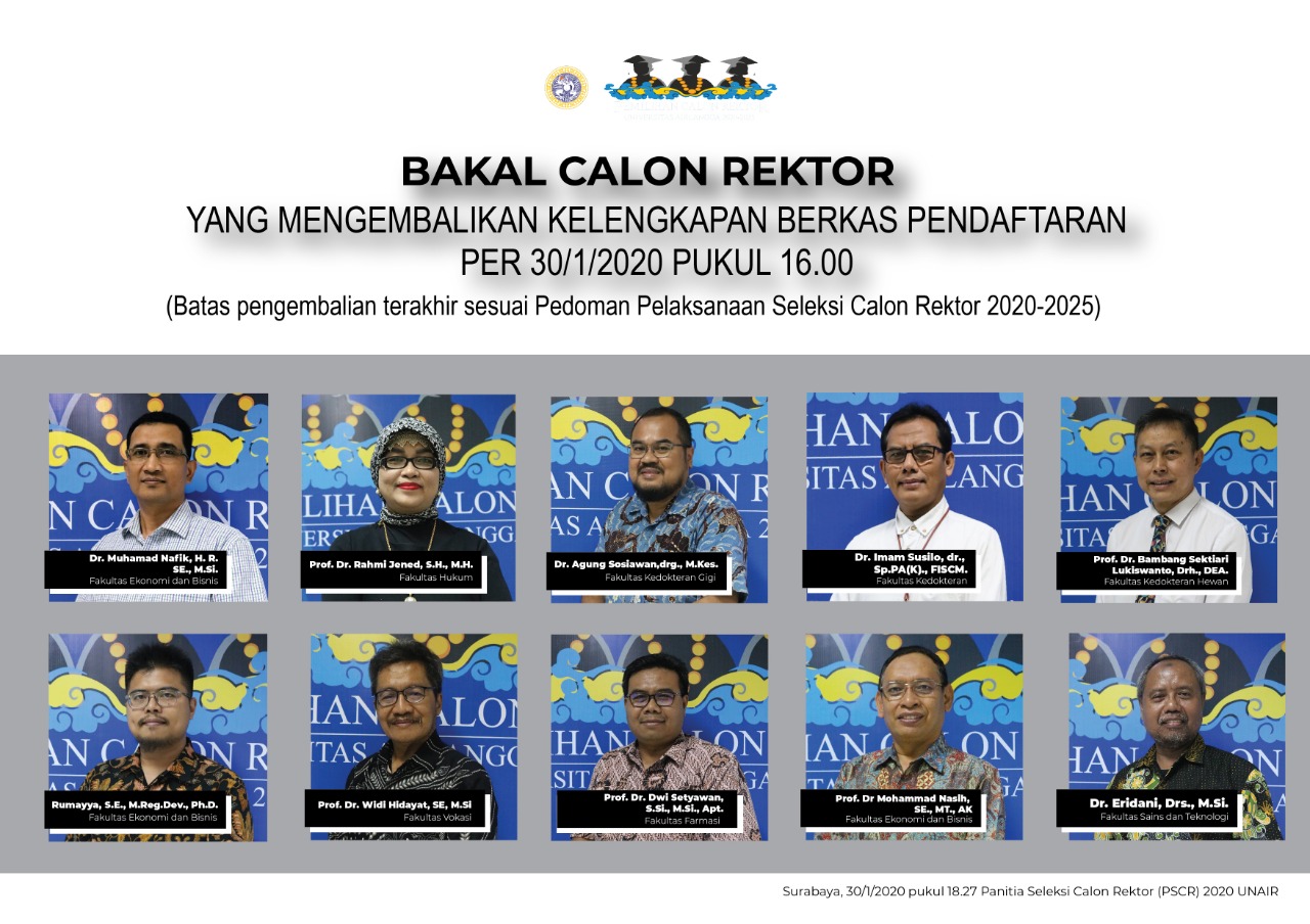 SEPULUH Bakal Calon Rektor UNAIR ayng kembalikan berkas sesuai jadwal. (Ilustrasi: Feri Fenoria)