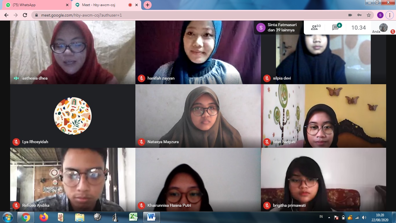 ASTHESIA Dhea Cantika saat mengisi Vocational of Journalism Education and Training (V-Jet) pada Sabtu (22/8/2020). (Foto: Istimewa)