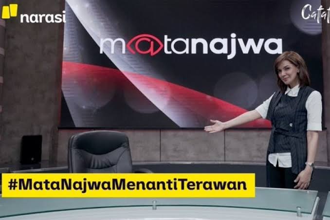 FOTO saat wawancara kursi kosong dengan tema #MataNajwaMenantiTerawan yang dilakukan Najwa Shihab. (Foto: Istimewa)