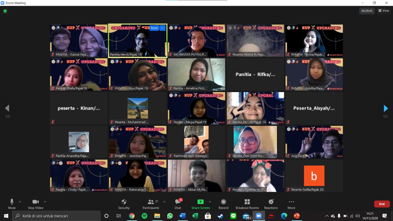 SUASANA webinar How To Be a Good Entrepreneur pada Sabtu (14/11/2020) yang diselenggarakan oleh HIMA D3 Perpajakan.