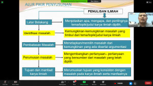 SUASANA penyampaian materi oleh dosen FPK, Eka Saputra, S.Pi., M,Si sebagai pemateri dan berlangsung secara daring pada Sabtu (19/6/21) sekitar pukul 13.00 WIB. (Foto: Istimewa)
