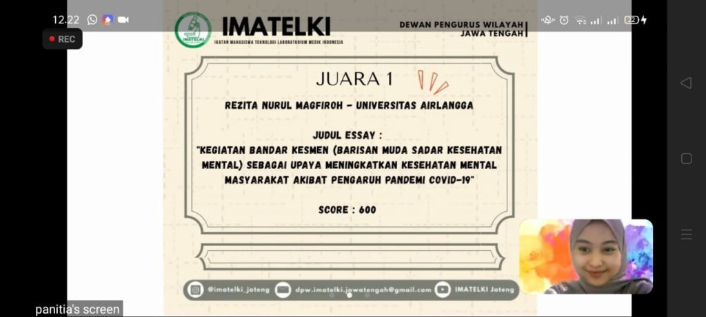 Pengumuman pemenang via zoom.