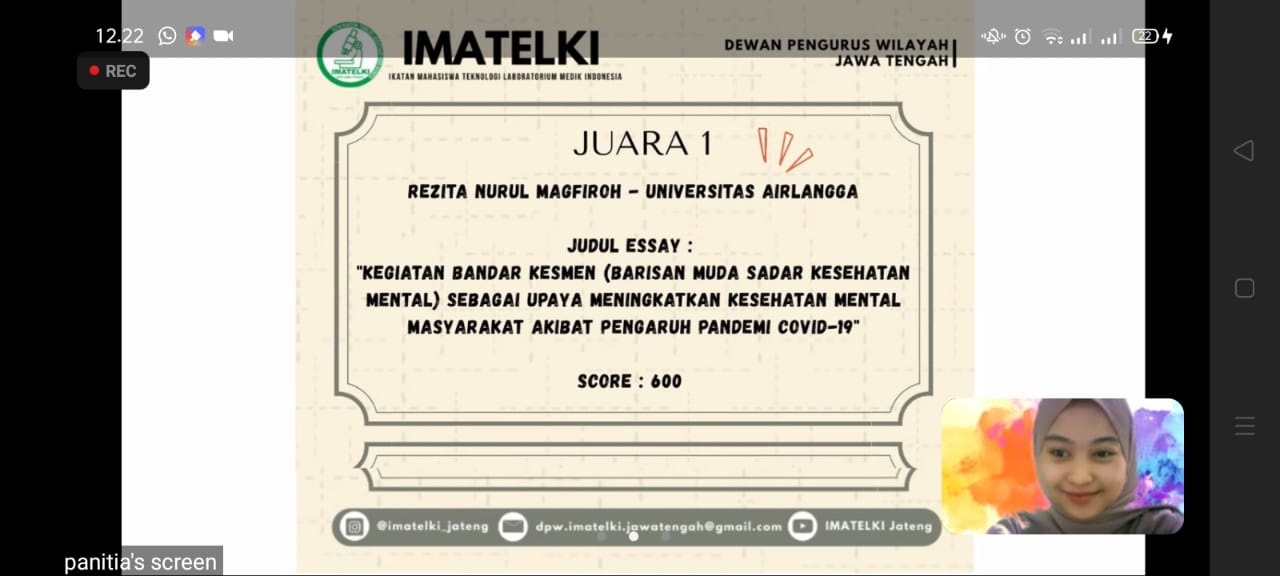 Pengumuman pemenang via zoom.