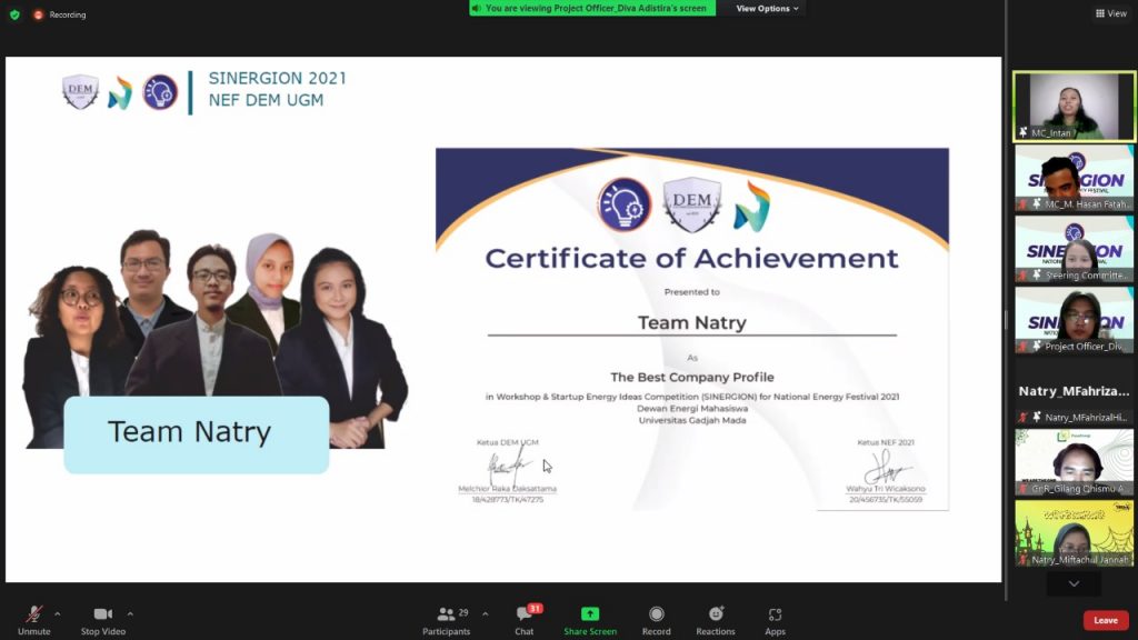 5 Mahasiswa FTMM UNAIR Raih Best Company Profile Festival Energi Nasional