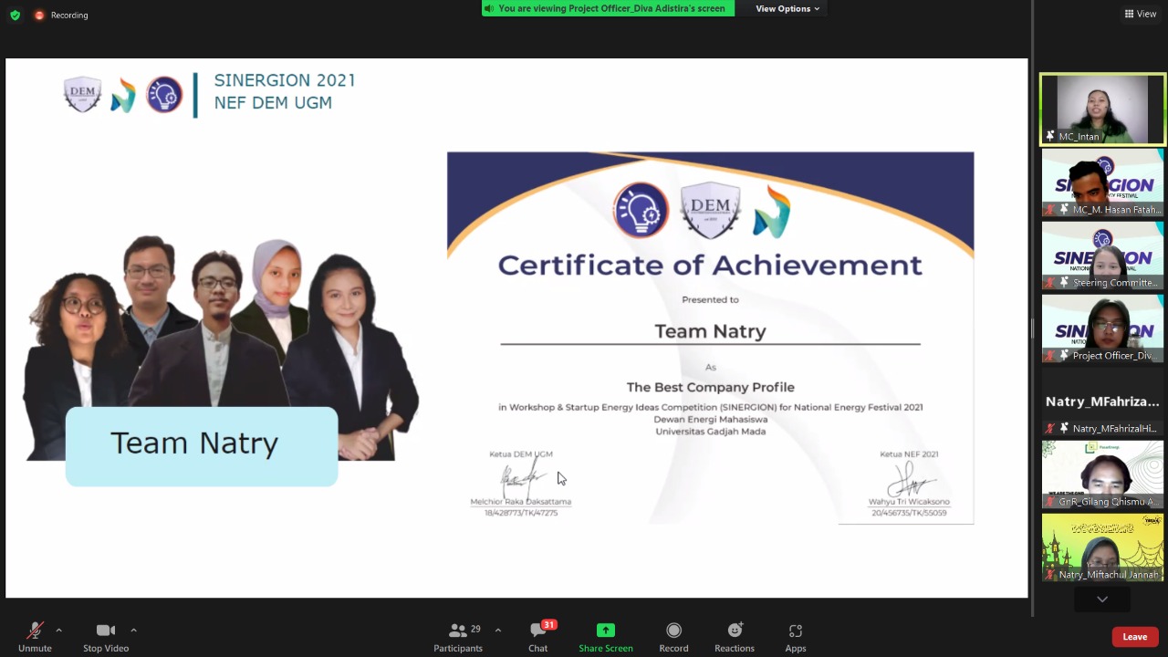 5 Mahasiswa FTMM UNAIR Raih Best Company Profile Festival Energi Nasional