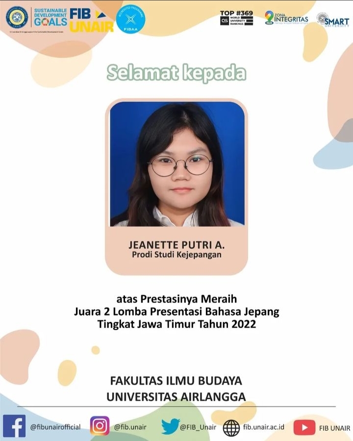 Rilis: Mahasiswa UNAIR Wakili Jawa Timur Lomba Presentasi Bahasa Jepang Tingkat Nasional