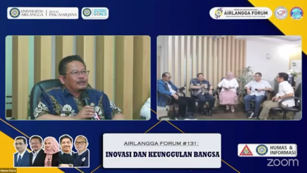 Dr Andriyanto S H M Kes disebelah kiri menggunakan baju batik dalam acara Airlangga Forum dengan tajuk Inovasi dan Keunggulan Bangsa (Sumber: Nokya Suripto Putri)