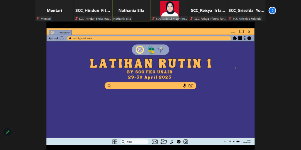 Latihan Rutin Kepenulisan Karya Tulis Ilmiah hari ke-2 digelar melalui zoom meeting.