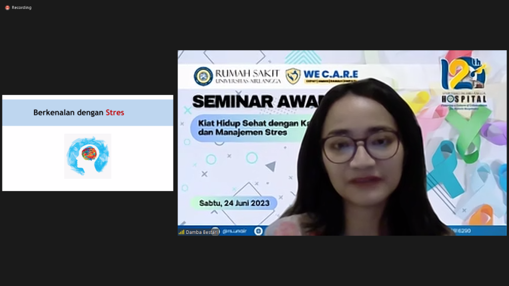 Seminar daring yang diadakan dalam rangka HUT ke-12 RS Universitas Airlangga, Sabtu (24/6/2023).