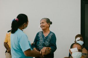The smile of a patient when eyes return to normal after surgery.