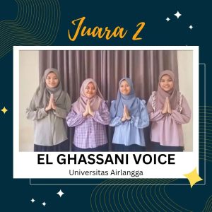 Tim El Ghassani Voice meraih Juara II pada Lomba Nasyid Nasional 2023. (Sumber: Banjari UKKI UNESA)