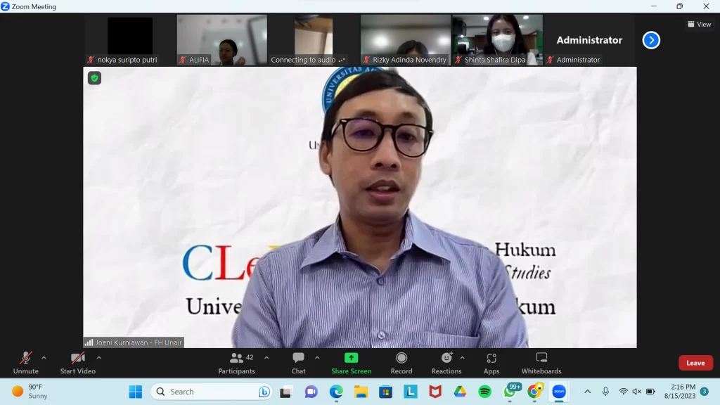 E Joeni Arianto Kurniawan SH MA PH D dalam Seminar Hukum dan Keadilan Dalam Keberagaman.