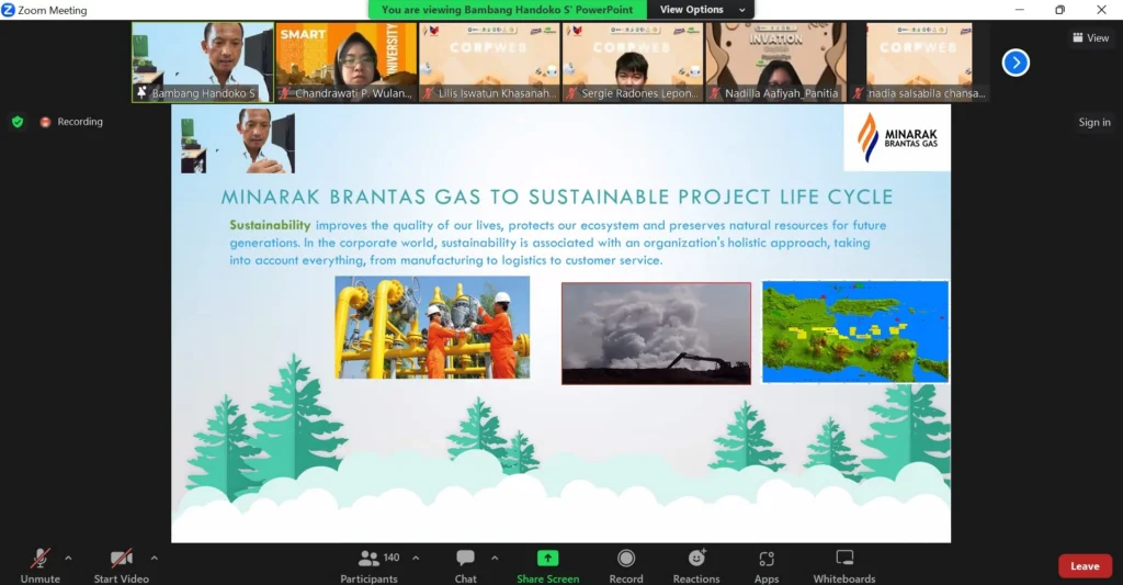 Bambang Handoko S selaku Area Manager Minarak Brantas Inc menyampaikan materi dalam Corporate Webinar HMTI bersama Airnology (Sumber: Tangkapan Layar Zoom)