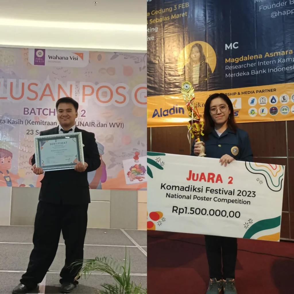 Alhabsy Chusumadinata (kiri) dan Audrey Louissia Herman (kanan) mahasiswa FKM UNAIR. (Foto: Dokumen Pribadi)