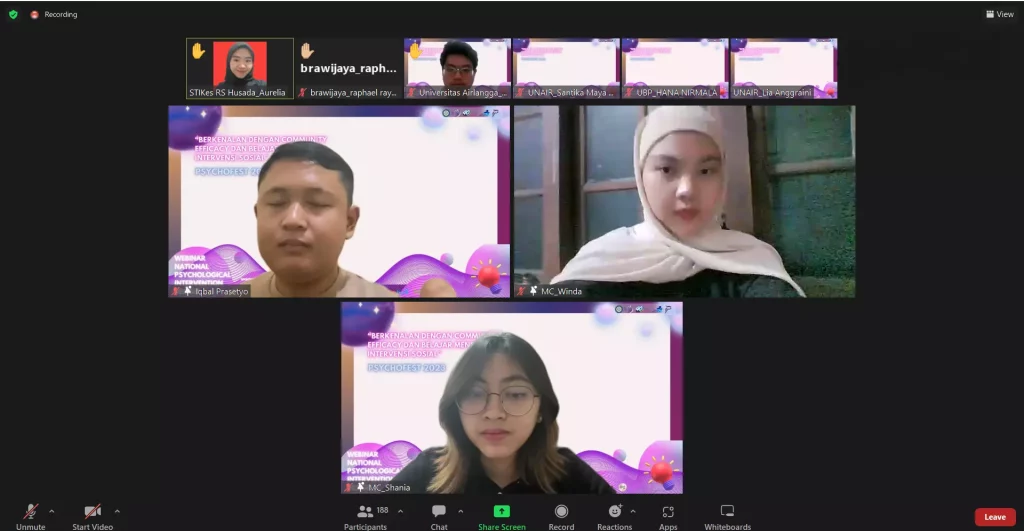 Sesi Tanya Jawab Pada Webinar Psychofest tentang psikologi komunitas. (Foto: Dokumentasi Pribadi)
