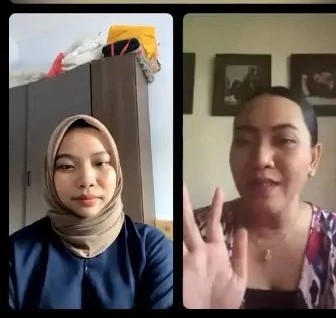 Lidya Sentanu (kanan) sebagai narasumber dalam HR talk melalui live broadcast Instagram @pasca_unair. (Foto: Istimewa)