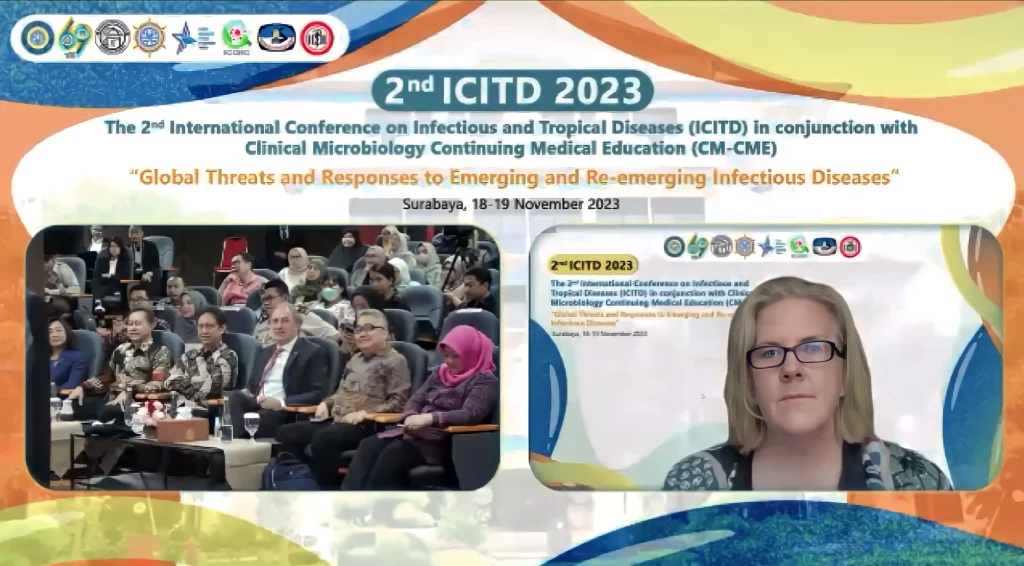 Dr Tamara Curtin Niemi selaku WHO Representative of Indonesia dalam ICITD UNAIR Secara Daring. (Foto: Istimewa)