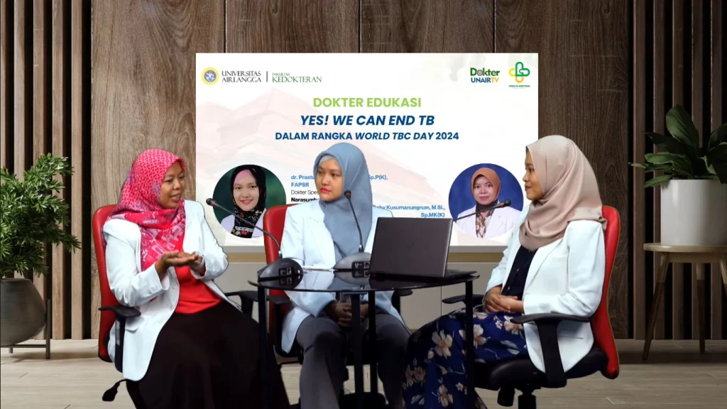 Edukasi seputar TBC oleh dr Prastuti Asta Wulaningrum dr Sp.P FAPSR dan dr Deby Kusumanungrum M.Si Sp.MK(K) melalui kanal Youtube Dokter UNAIR TV pada Rabu (27/3/2024). (Foto: SS Youtube)