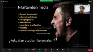 Dr Rahkman Ardi MPsych saat menyampaikan materi pada Webinar Bijak di Era Digital : New Media Literacy untuk Genz yang berlangsung pada Sabtu (20/4/2024). (Foto: Istimewa)