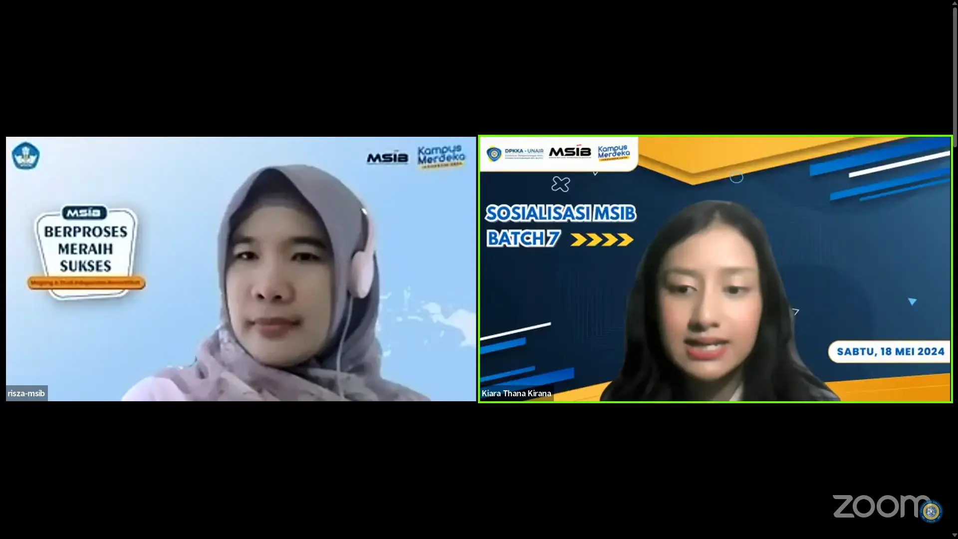 Risza Putri Elburdah SPt MM during Batch 7 MSIB Briefing (Photo: Zoom Meeting)