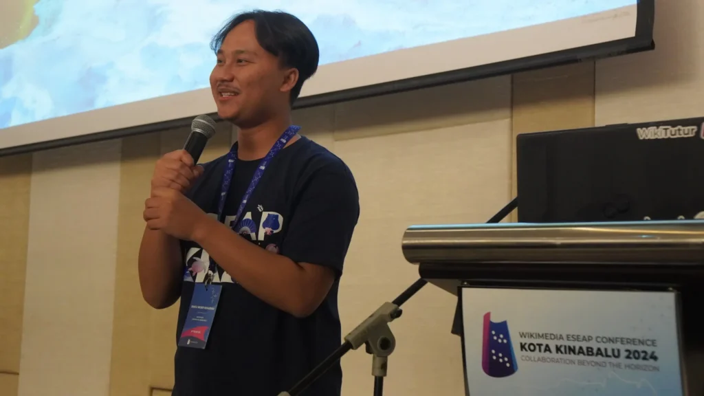 Rafli Noer Khairam during the Wikimedia ESEAP conference on Friday-Saturday (May 10-12, 2024) in Kinabalu City, Sabah, Malaysia. (Photo: Personal Doc)