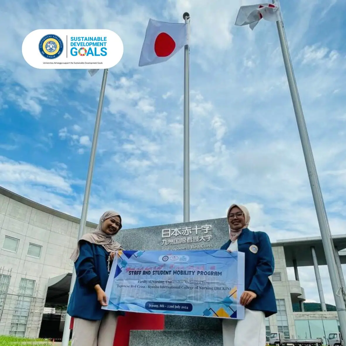 Perwakilan dari Fakultas Keperawatan UNAIR dalam program pertukaran pelajar Japanese Red Cross Kyushu International College of Nursing (JRCKIN) (Foto: Istimewa)
