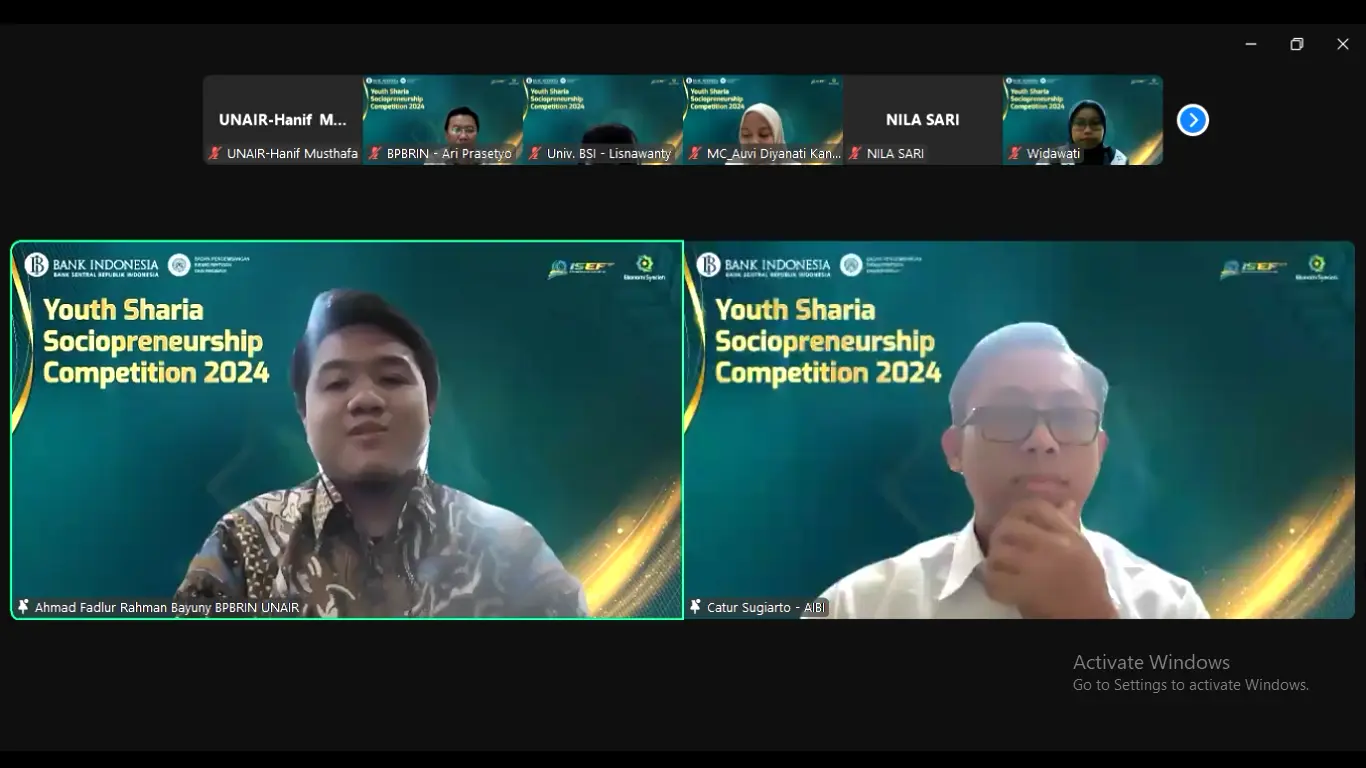 Webinar sosialisasi sociopreneur mahasiswa oleh BPBRIN UNAIR dengan Catur Sugiarto dari AIBI sebagai pemateri (Foto: Screenshot Zoom Meeting)