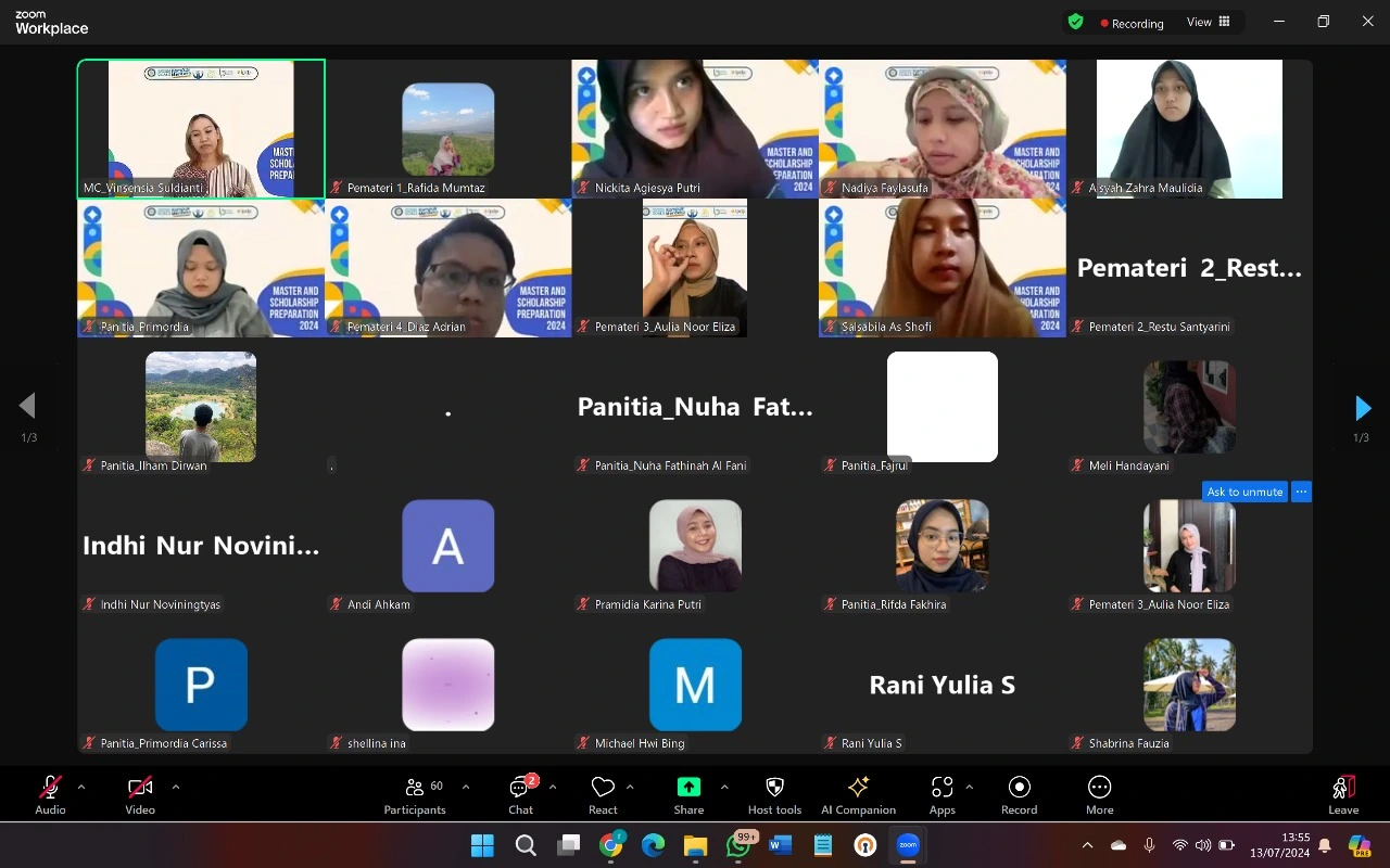 Webinar Beasiswa Bertajuk "Sharpening Your Linguistics Skill in Scholarship Chances" (Foto: Dok. Pribadi)