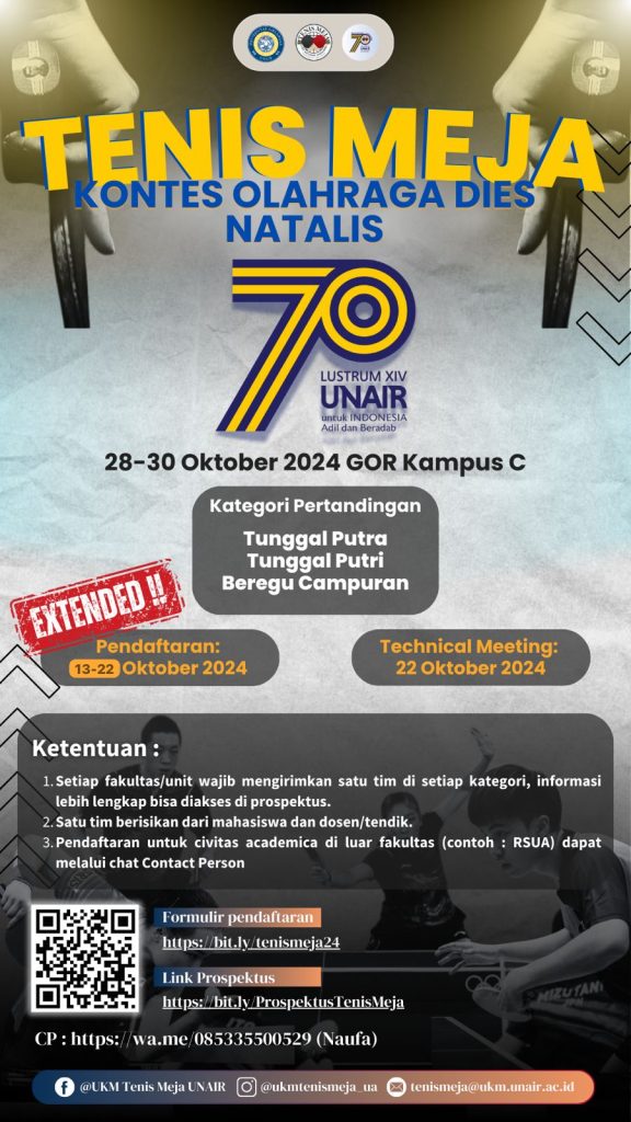 Tenis Meja Kontes Olahraga Dies Natalis UNAIR Ke-70
