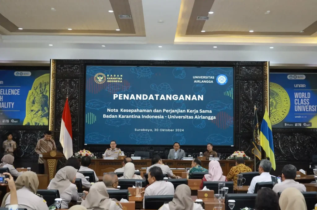 Signing ceremony between UNAIR and the Indonesian Quarantine Agency (Photo: PKIP UNAIR)