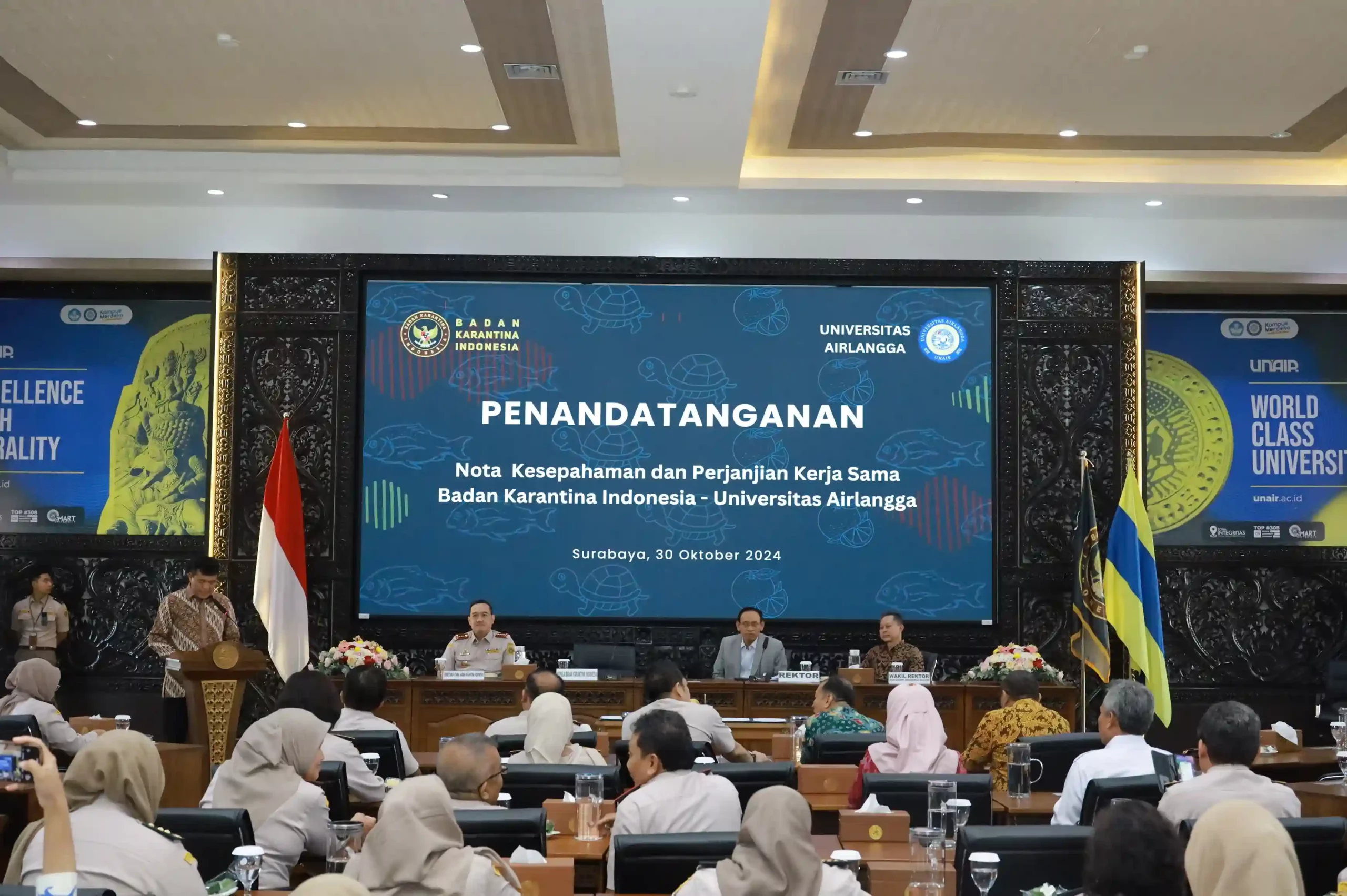 Signing ceremony between UNAIR and the Indonesian Quarantine Agency (Photo: PKIP UNAIR)