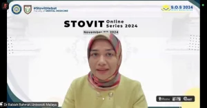 Dr Rabi ah Al-Adawiyah Rahmat menjadi pembicara di Stovit Online Series (Foto: Tangkapan layar Zoom Meeting)