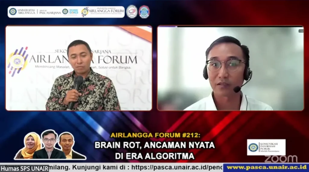 Gesang Manggala Nugraha Putra, SS, SA, MHum, a lecturer at Universitas Airlangga's Faculty of Humanities, shared his insights on the widespread consumption of substandard content. (Photo: UNAIR Postgraduate School)