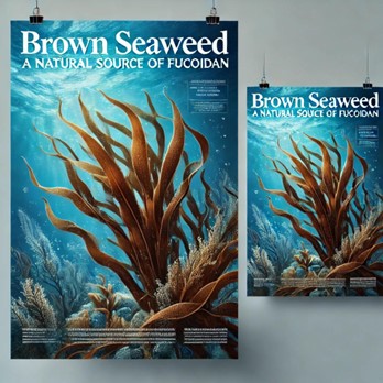 Ilustrasi fucoidan, polisakarida atau sejenis serat yang umumnya ditemukan pada spesies rumput laut cokelat.