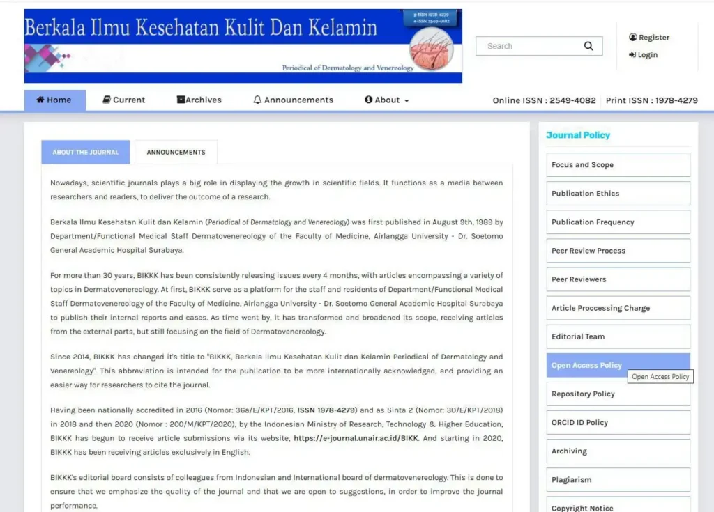 Berkala Ilmu Kesehatan Kulit dan Kelamin (BIKKK) journal indexed by Scopus (Photo: Journal Editorial Team)