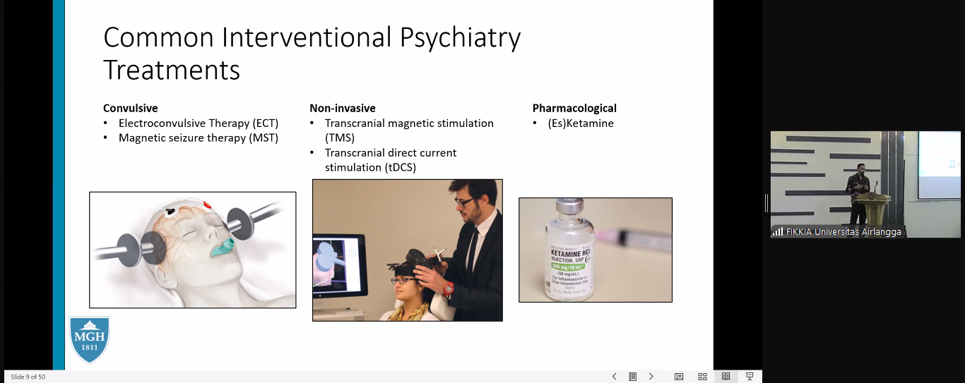 Paparan materi oleh Dr. Benjamin Wade, PhD dalam seminar ilmiah Integrating Artificial Intelligence in Health Care pada Kamis (06/03/2025). (Foto: Screenshot Zoom Meeting).