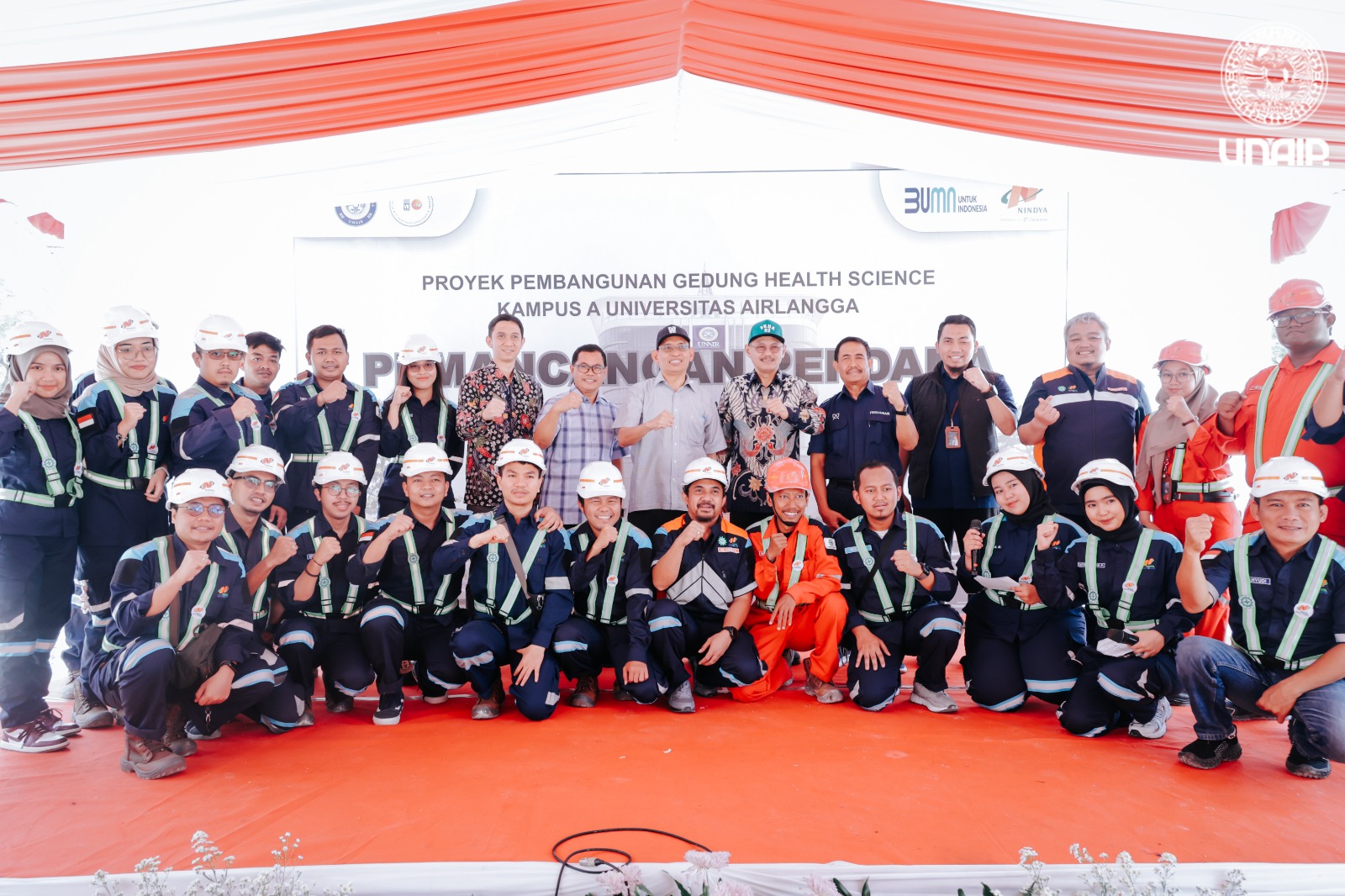 Seremonial Pemancangan Perdana Gedung Health Science Kampus A UNAIR, Selasa (11/03/2025). (Foto: Zidan)