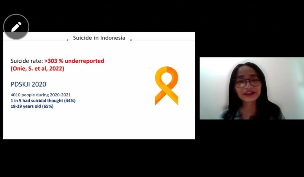 dr Damba Bestari SpKJ memaparkan materi di acara Talkshow CLARITY pada Sabtu (15/03/2025) (Foto : Screenshot Zoom Meeting)