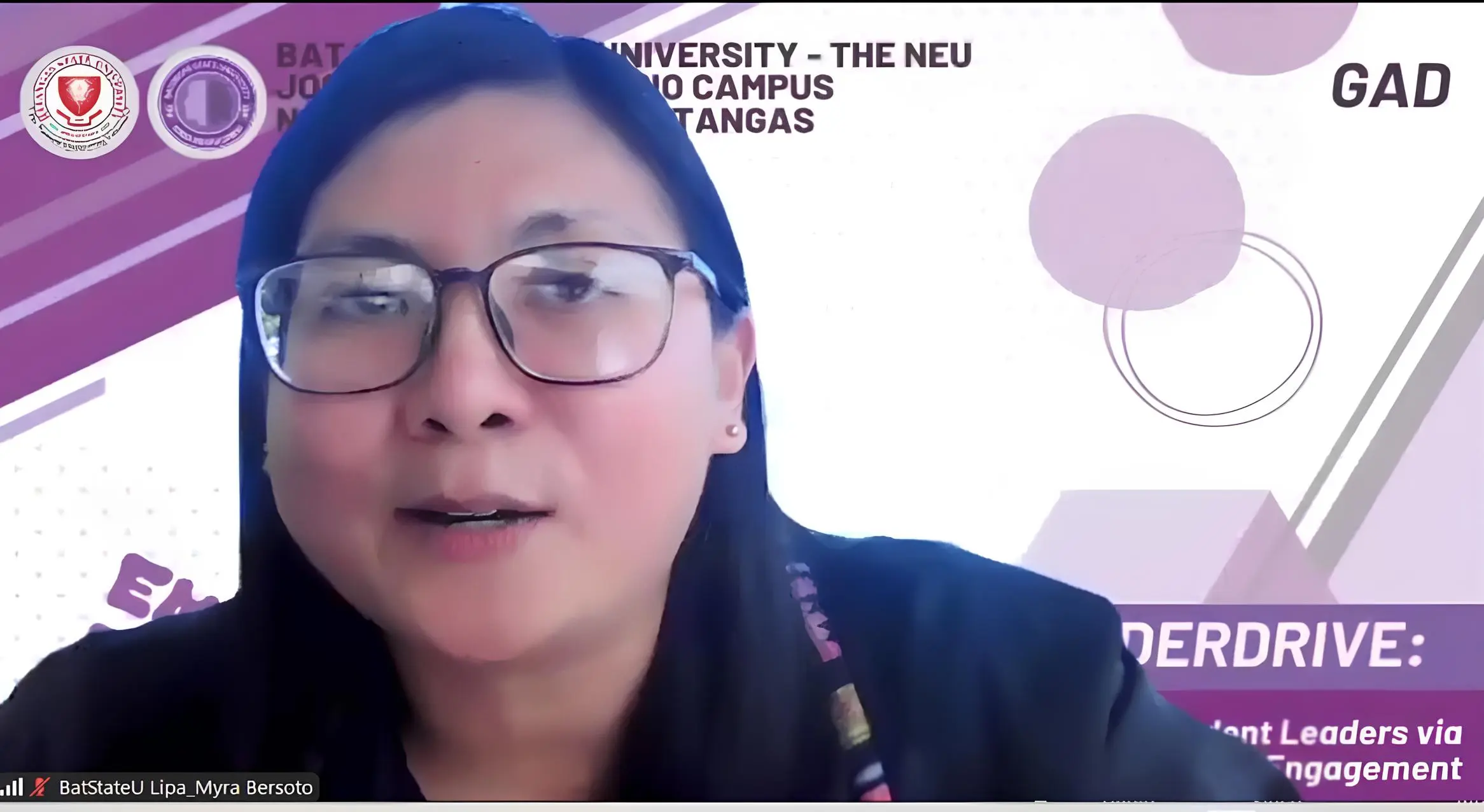 Dr. Myra A. Bersoto from Batangas State University presents virtually on mental health during the 2025 Psychological Talk Series, Tuesday (April 22, 2025).