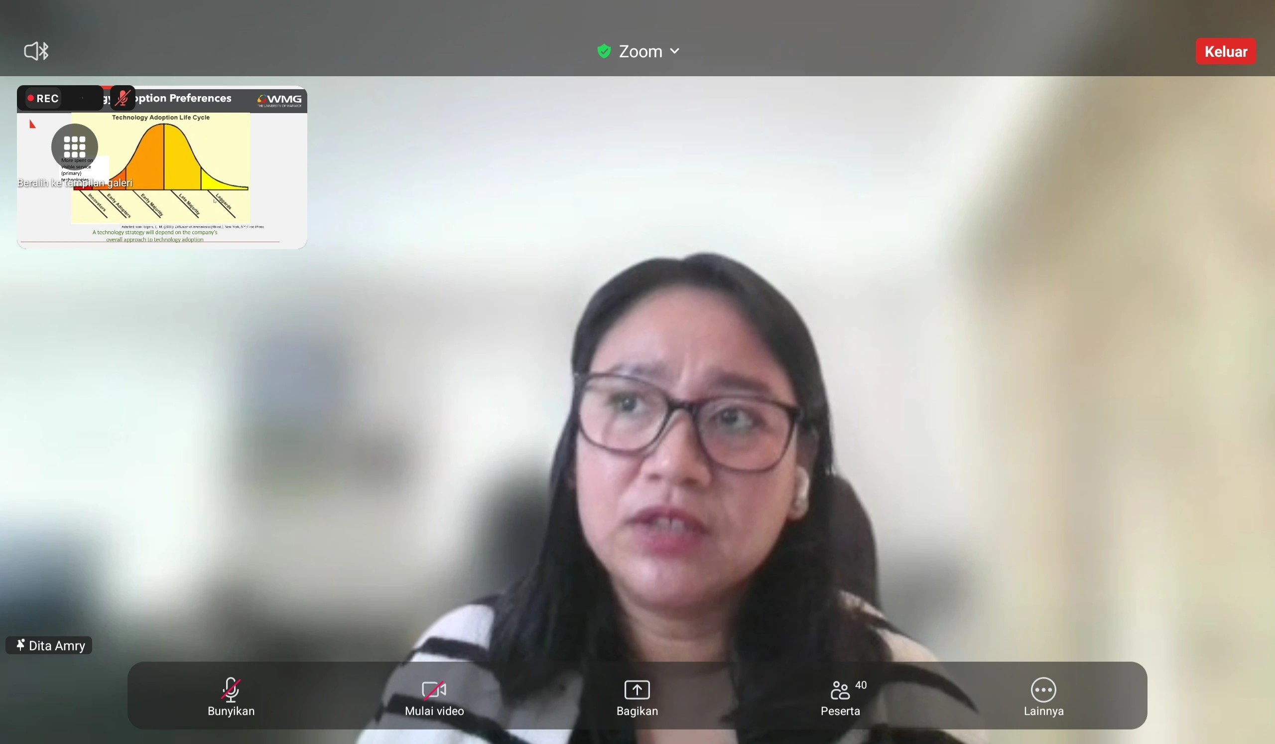 Dwitya Amry from the University of Warwick delivers a presentation on technology strategy (Photo: Zoom Screenshot)