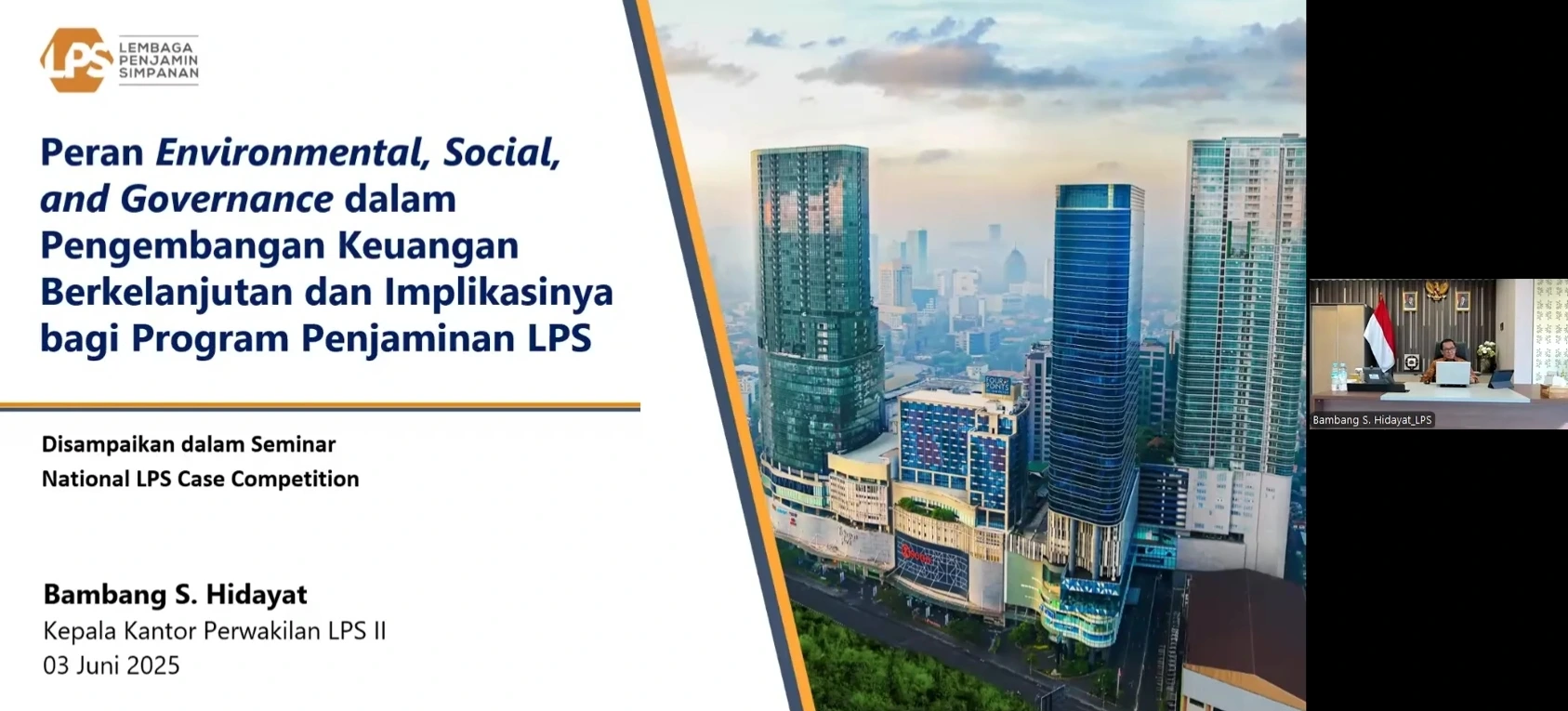 Bambang Samsul Hidayat, Head of LPS Regional Office II Surabaya, delivers his presentation (Photo: screenshot)