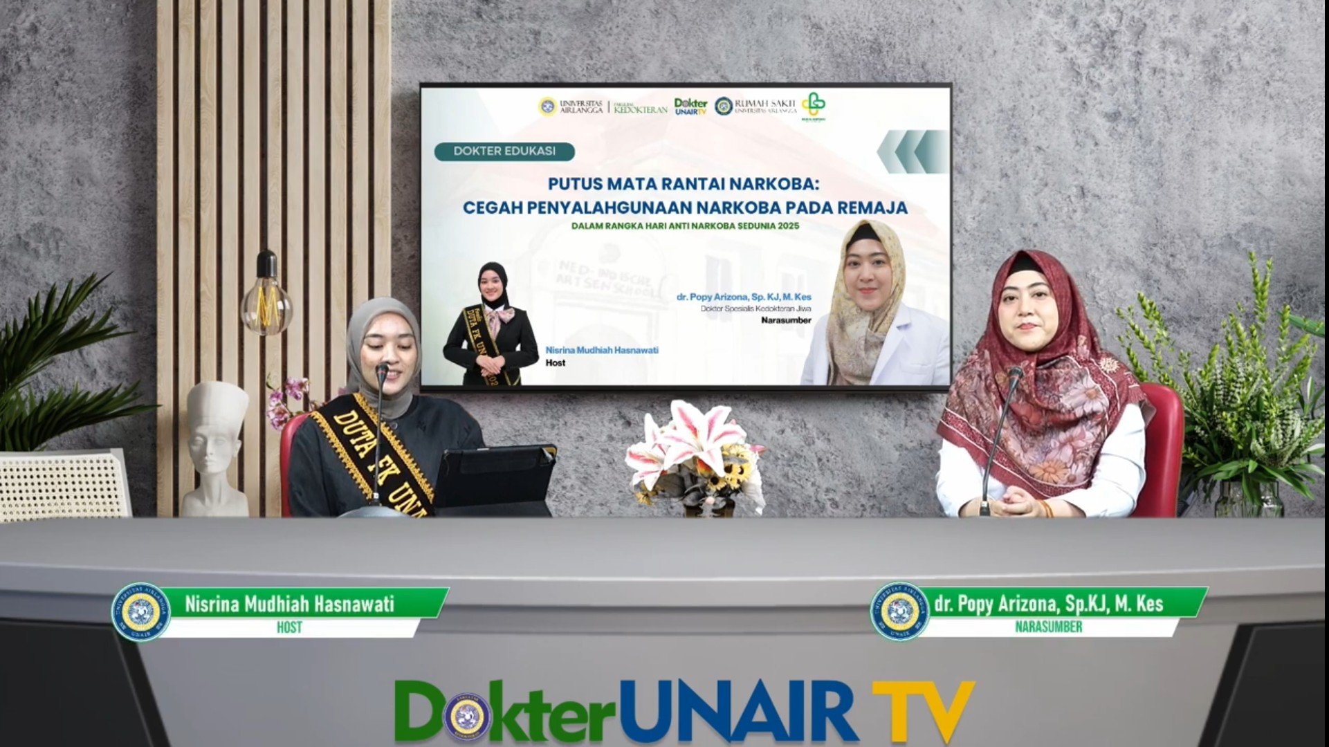 dr Popy Arizona SpKJ MKes saat memaparkan mengenai penyalahgunaan narkoba (Foto: Youtube Dokter UNAIR TV)