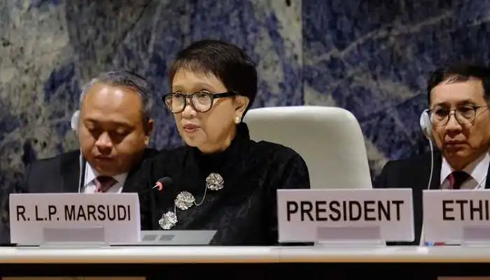 Illustration: Former Indonesian Foreign Minister Retno Marsudi at an international forum (Photo: Vista Education)